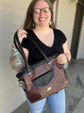 Brown Alligator Weekender Purse