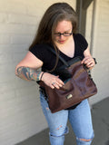 Brown Alligator Weekender Purse