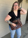 Brown Alligator Weekender Purse