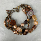 Earth Tone Dragonfly 3 Band Bracelet