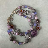 Violet Floral 3 Band Bracelet