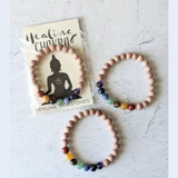 Chakra Gemstone Bracelet with Diffuser Rosewood Beads