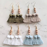 Triangle Tassel Diffuser Earrings Olive