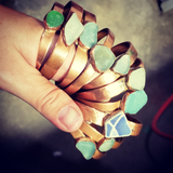 Copper Sea Glass Cuff Bracelet