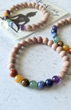 Chakra Gemstone Bracelet with Diffuser Rosewood Beads
