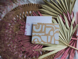 White Abstract Pattern front and back on Kraft - Blank Card A2 with Linen Envelope