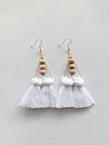 Triangle Tassel Diffuser Earrings White