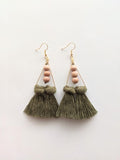 Triangle Tassel Diffuser Earrings Olive