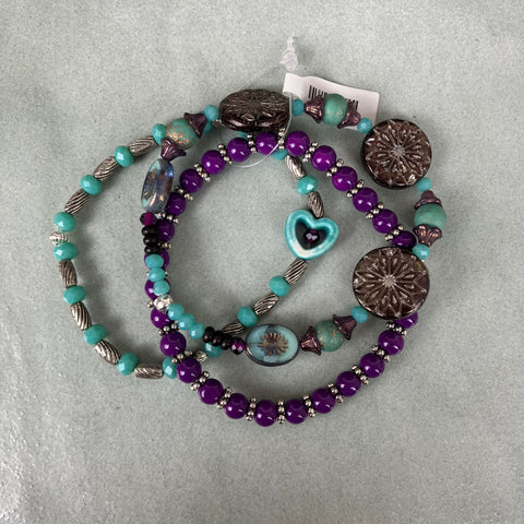 Turquoise and Violet Bracelet 3 Pack
