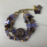 Violet Butterfly 3 Band Bracelet