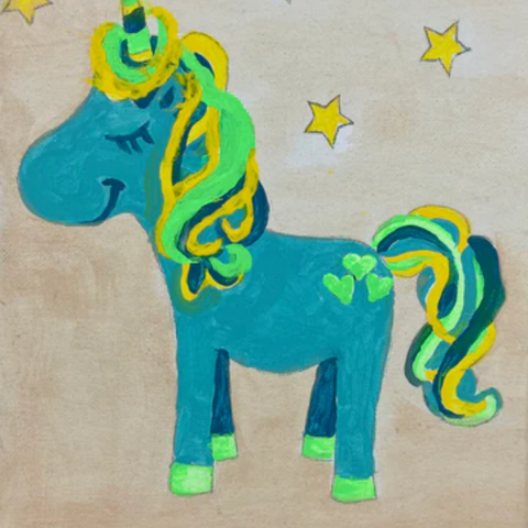 Blue Bright & Sparkly Unicorn DIY Painting Kit