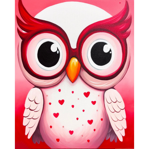 Valentine Owl Painting