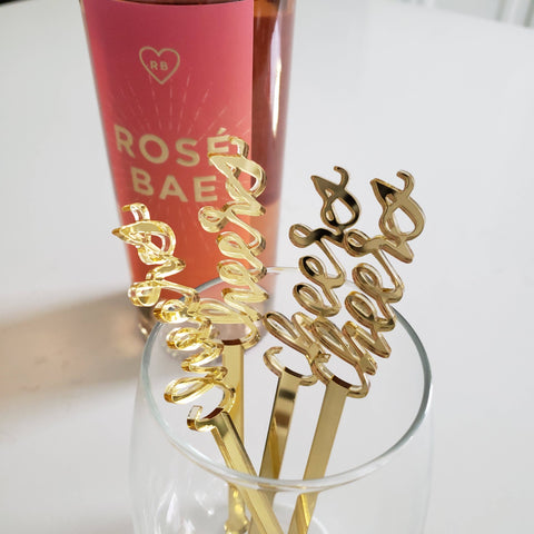 Gold Cheers Drink Stirrers
