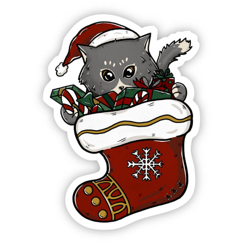 Cat in Christmas Stocking Sticker