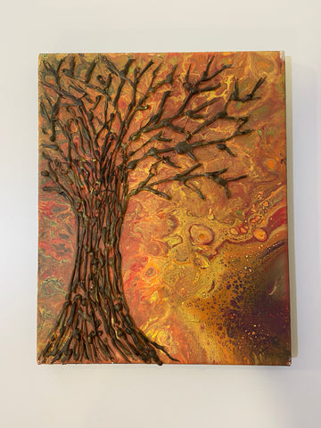 Fall Tree Fluid Painting