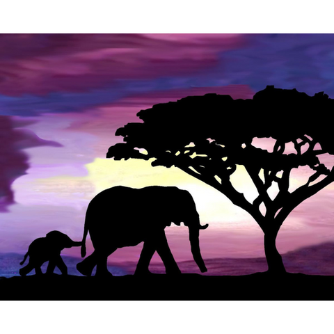 Elephant Sunset DIY Painting Kit