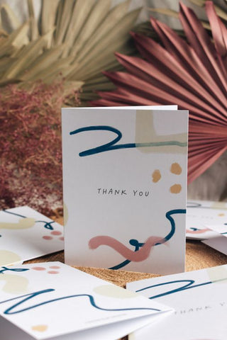 Thank you Card A2, blank inside, hand-painted pattern on front and back.