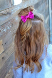 Bright Metallic Speckle Genuine Leather Hair Bows - Pink